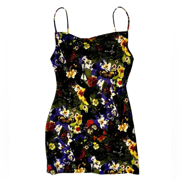 NWT Urban Outfitters Mallory Floral Velvet Cowl Neck Slip Dress - Picture 3 of 6